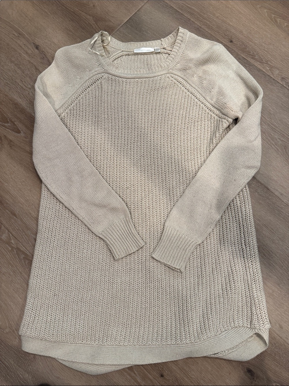 R D Style Light Beige Knit Women's Sweater - Casual Crewneck